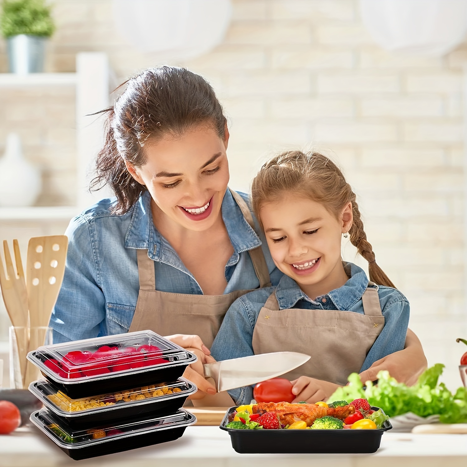 Pack 10 Cake Box Meal Prep Containers. Reusable Plastic Food