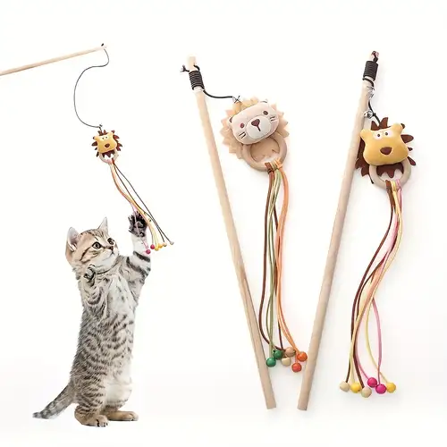 Cat Toy Teasing Cat Stick Durable Long Pole Cat - Temu
