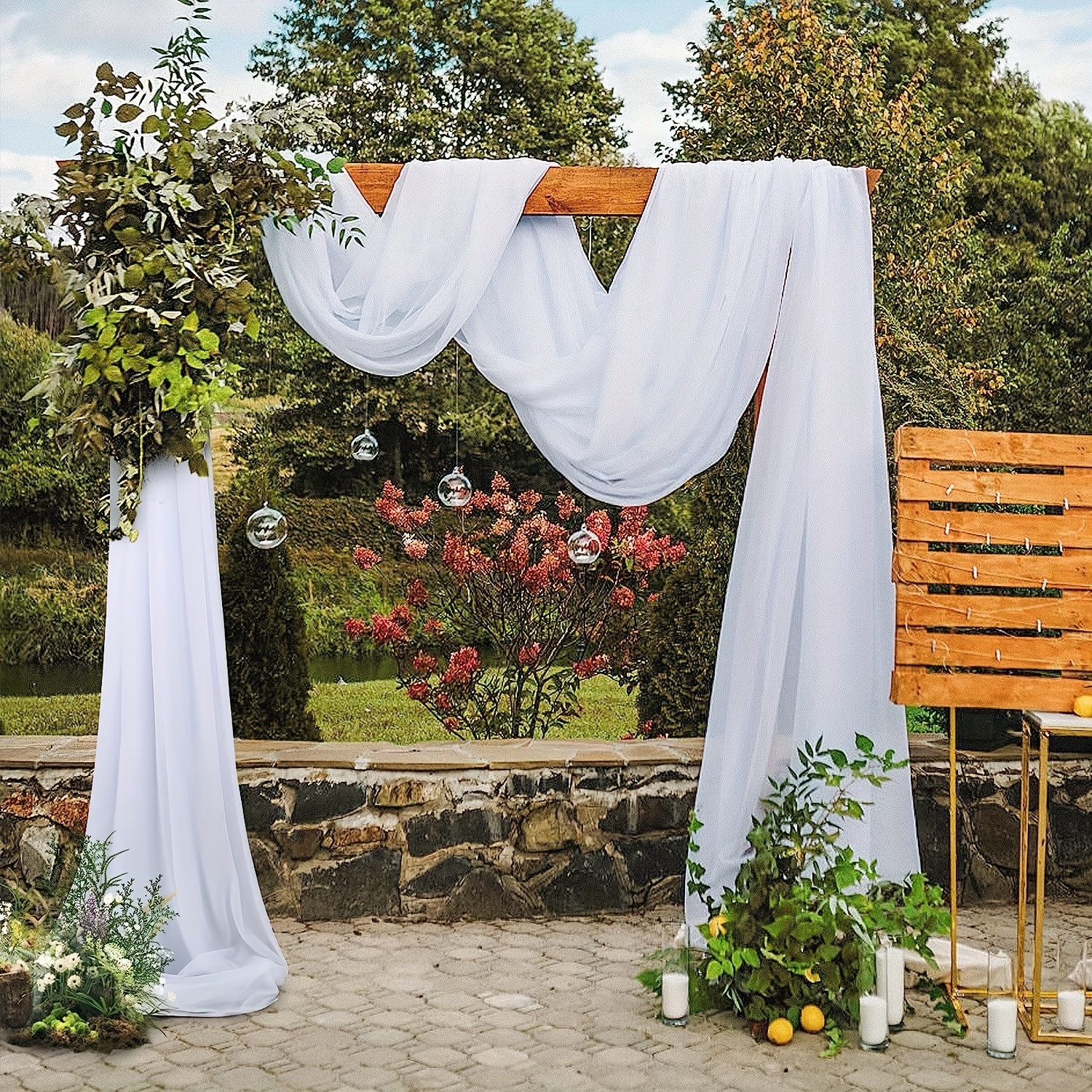 Arco de boda cuadrado para ceremonia, soporte de arco dorado  con malla, soporte de arco de boda de 5 x 7.2 pies, soporte de arco de  globo de metal con base