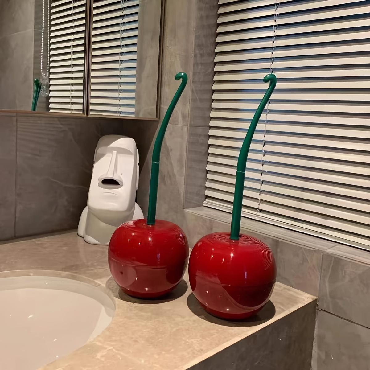 Porte-brosse de toilette créatif en forme de cerise, ensemble de