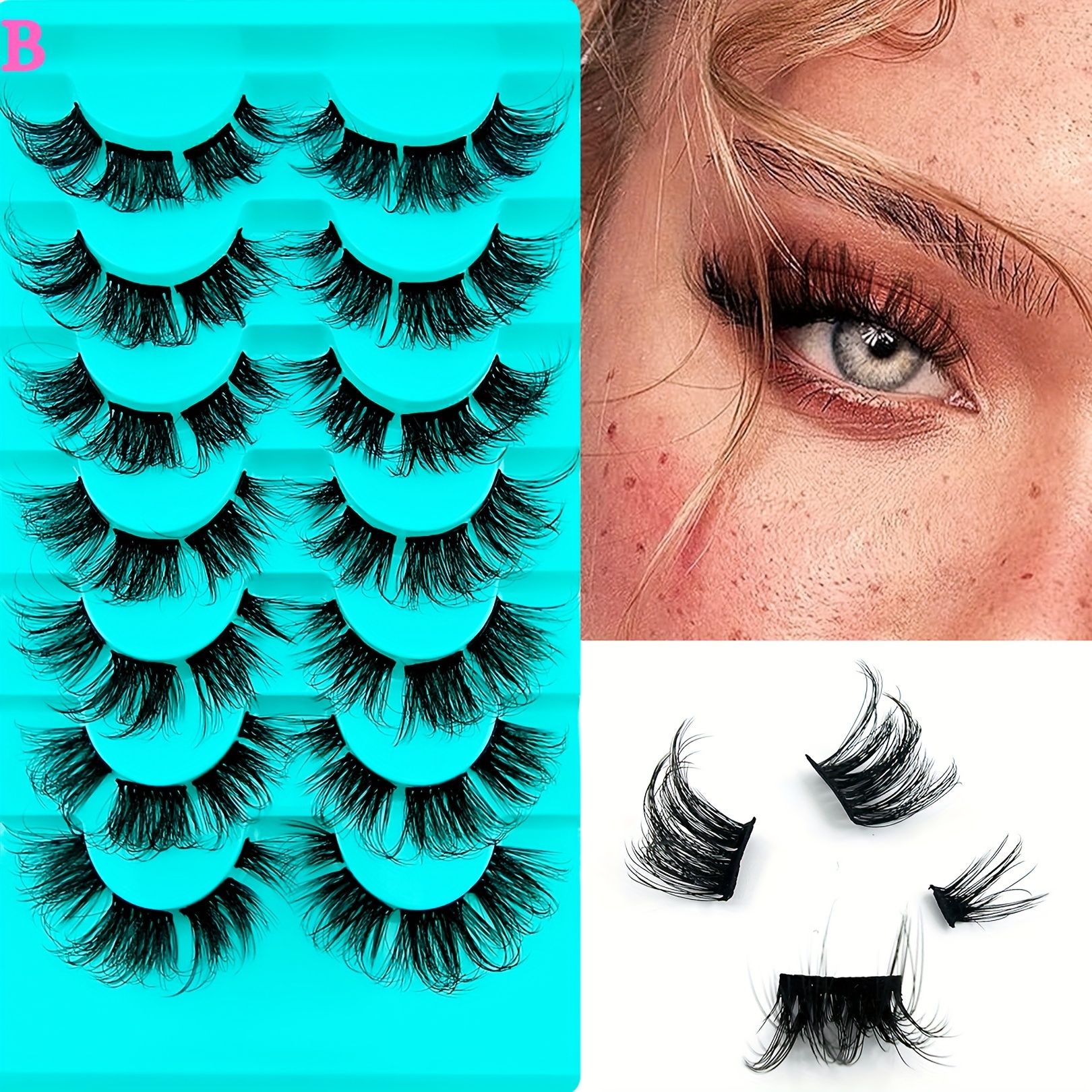 7 Pairs Pack Eyelash Clusters Cat Eye Fluffy Thick All-match Comfortable Sexy Mink False Eyelashes