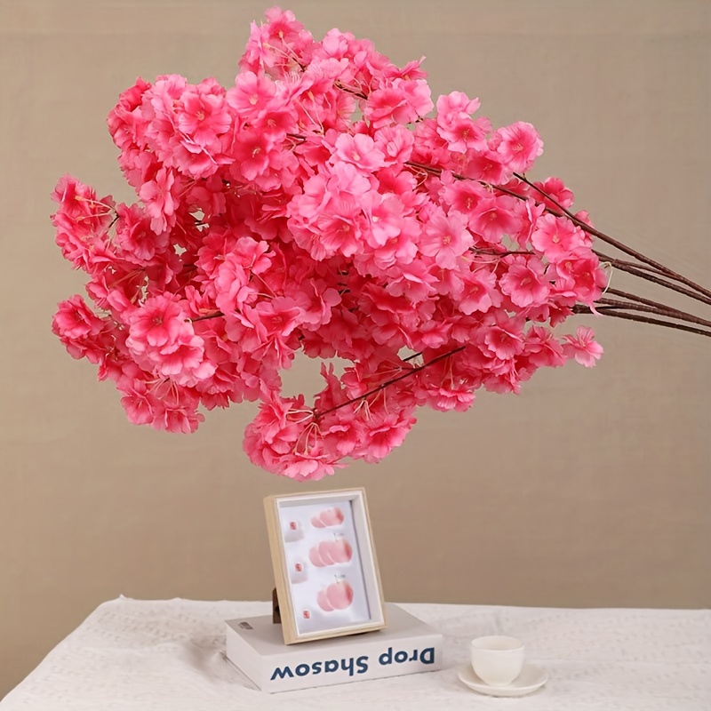 

1pc 3forks Artificial Encrypted Cherry Branches - Perfect For Wedding Arch Fake Flower Decoration Indoor Scenery Decor