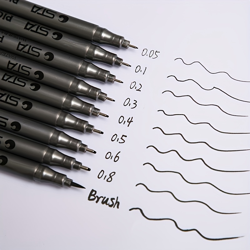 Lyumo Micron Liner Pens Black Fineliner Calligraphy Pen 8pcs Archival Ink Waterproof Drawing Pen for Sketching Manga Technical Drawing Scrapbook