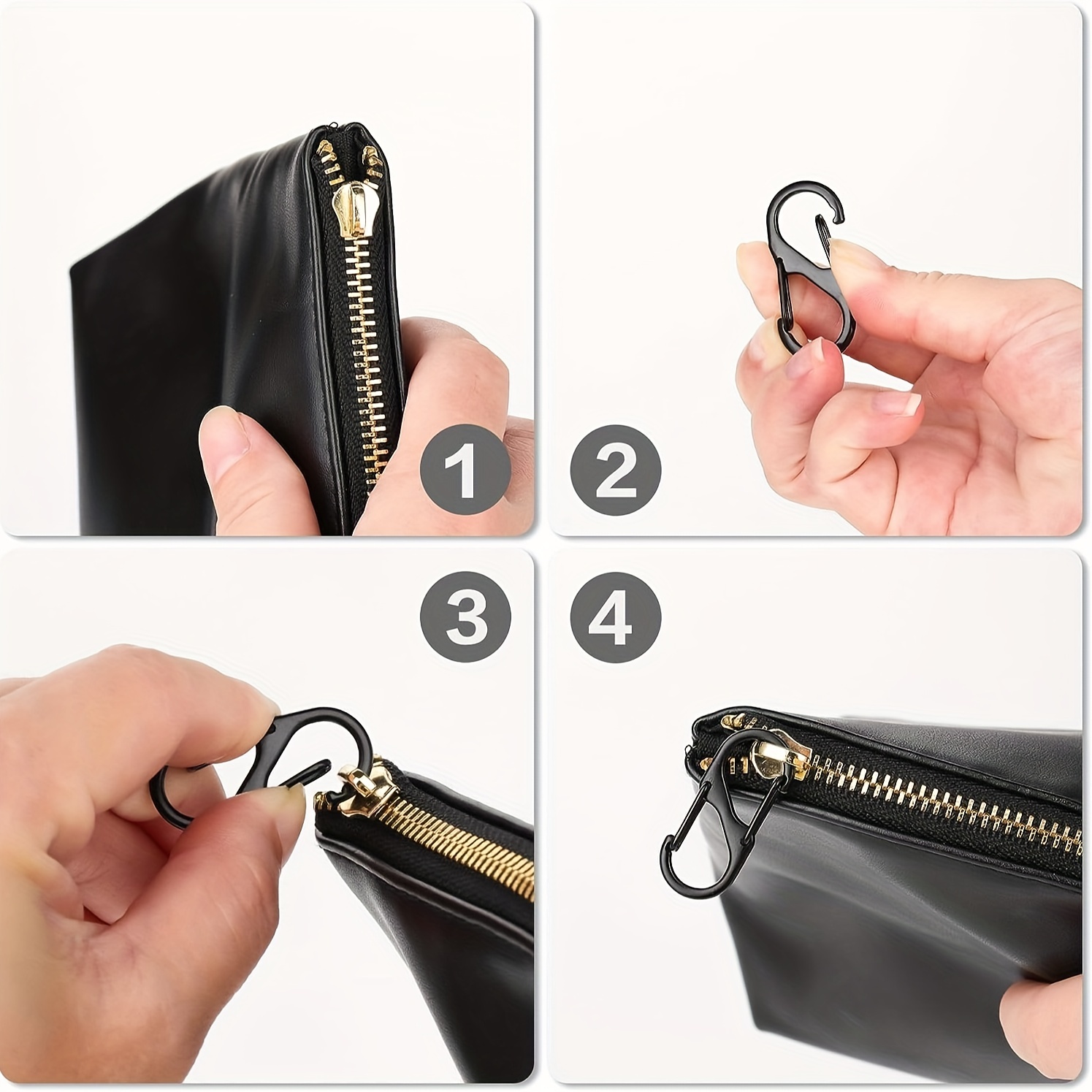 8 Pcs Silver Zipper Lock Clip Metal Carabiner Clip Anti Theft Bag Backpacks