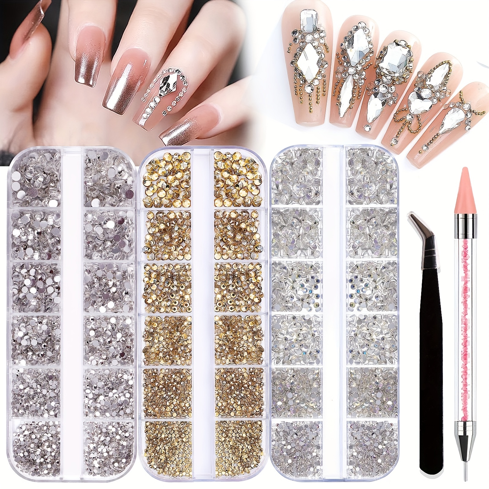 Red Rhinestones For Nails Sparkling Crystals Multi shaped 3d - Temu