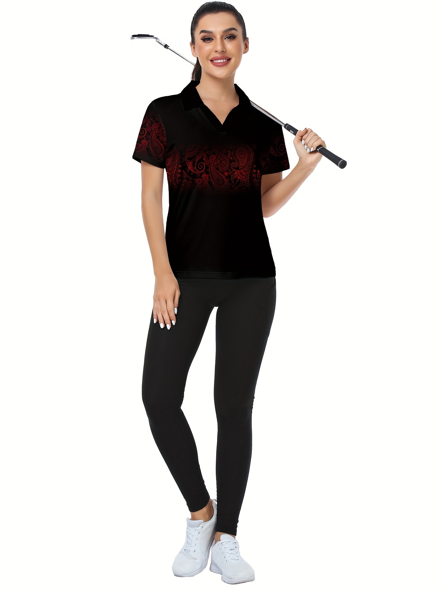 Women's Paisley Graphic Golf Shirt Short Sleeve Shirts - Temu