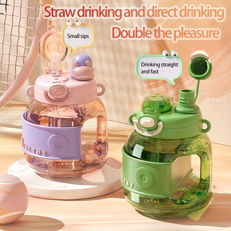 1pc 600ML Kids Water Bottle For School Boys Girls, Cup With Straw, Cute  Cartoon Leak-Proof Mug, Portable