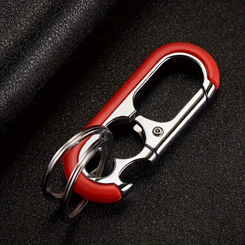 Image of 1pc Of Waist-hanging Car Keychain, Innovative Double-ring Bottle Opener, Anti-loss Key Ring Designed For Men