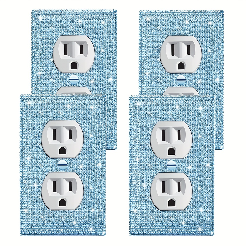 4pcs Outlet Cover Bling Blue Rhinestone Light Switch Cover, Shiny Crystal  Sparkle Wall Plate Cover Decorator, Light Switch Or Receptacle Outlet Single