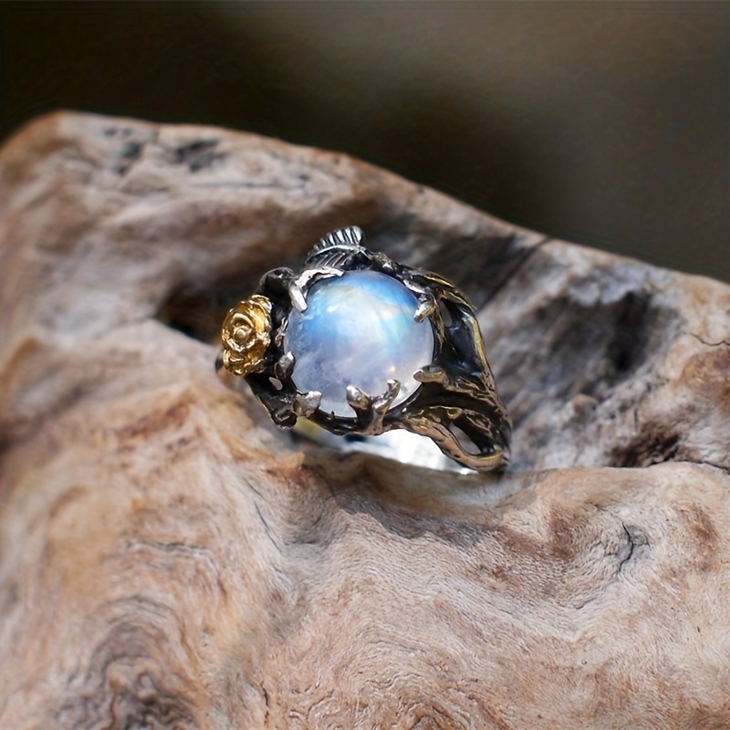 Men's Vintage Moonstone Ring, Exotic Design