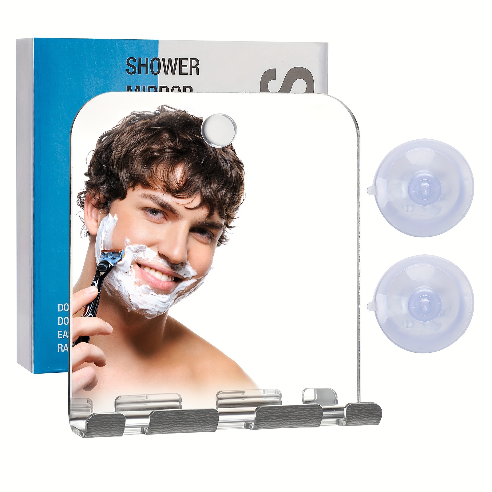  Luxo Espejo de afeitado, espejo de ducha con un soporte para  afeitar con potente ventosa, espejo antivaho inastillable para ducha  (transparente) : Hogar y Cocina