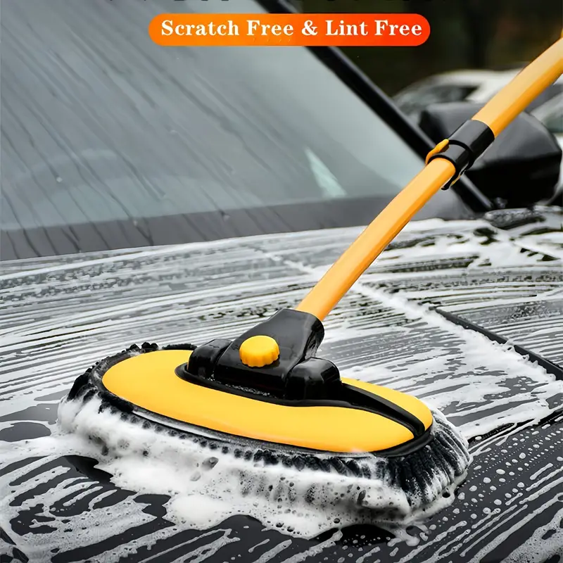 Bent Pole Car Wash Mop Chenille Soft Fur Car Wash Tool Long - Temu
