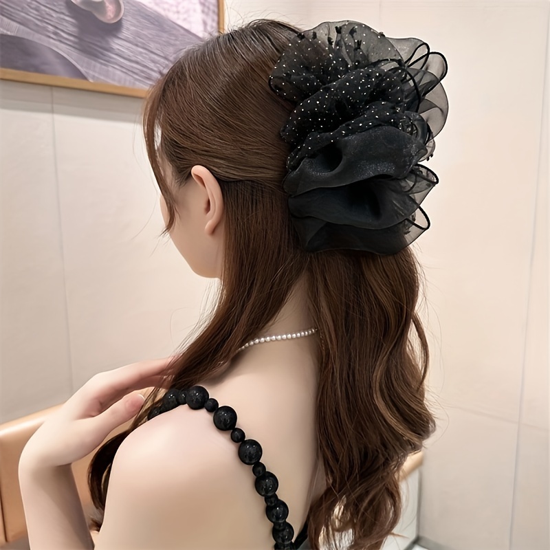 

1pc Glitter Rhinestone Mesh Decorative Hair Claw Clip Elegant Non Slip Hair Grab Clip For Women And Daily Use