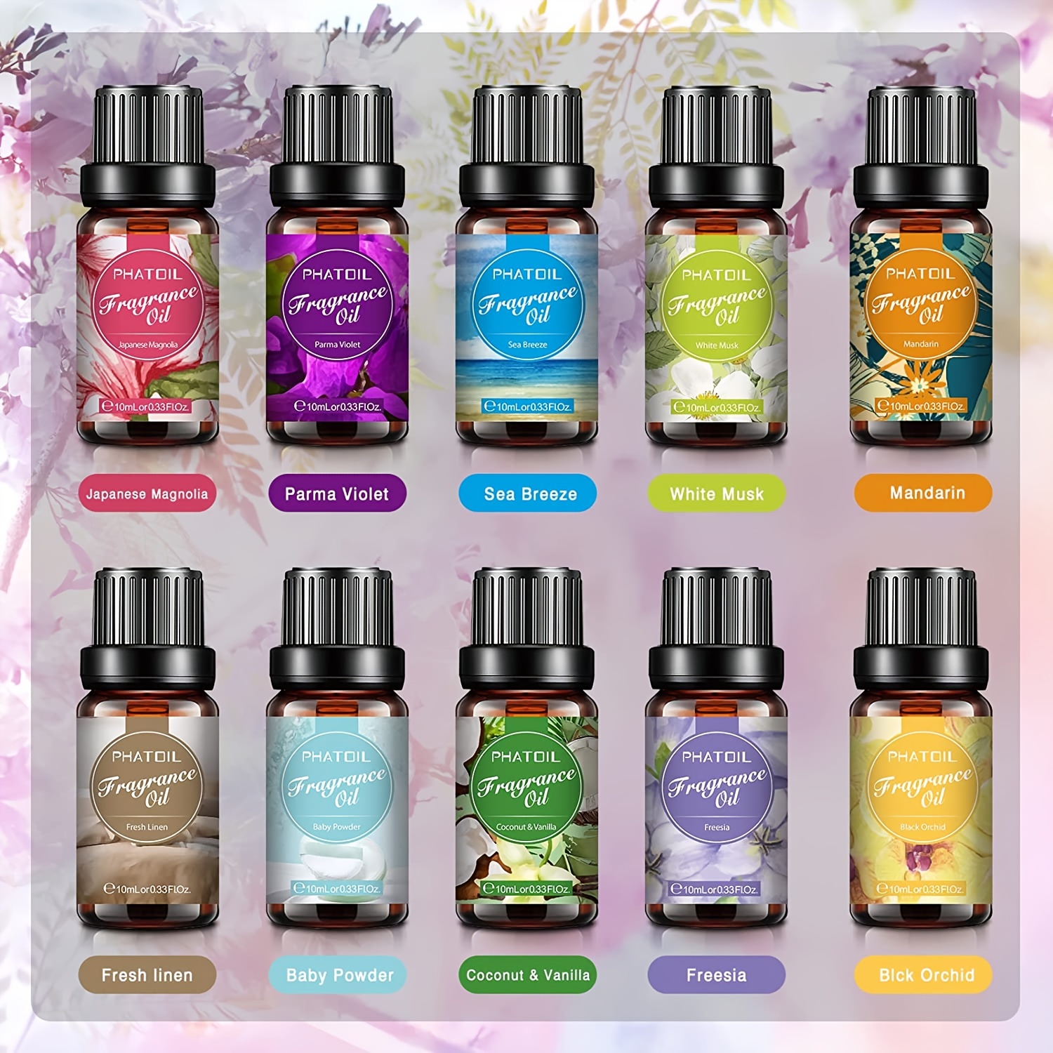 10pcs Fragrance Oils Gift Set - Premium Grade Scented Oil For Candle Making, Diffuser - Fantastic Gift For Any Occasion