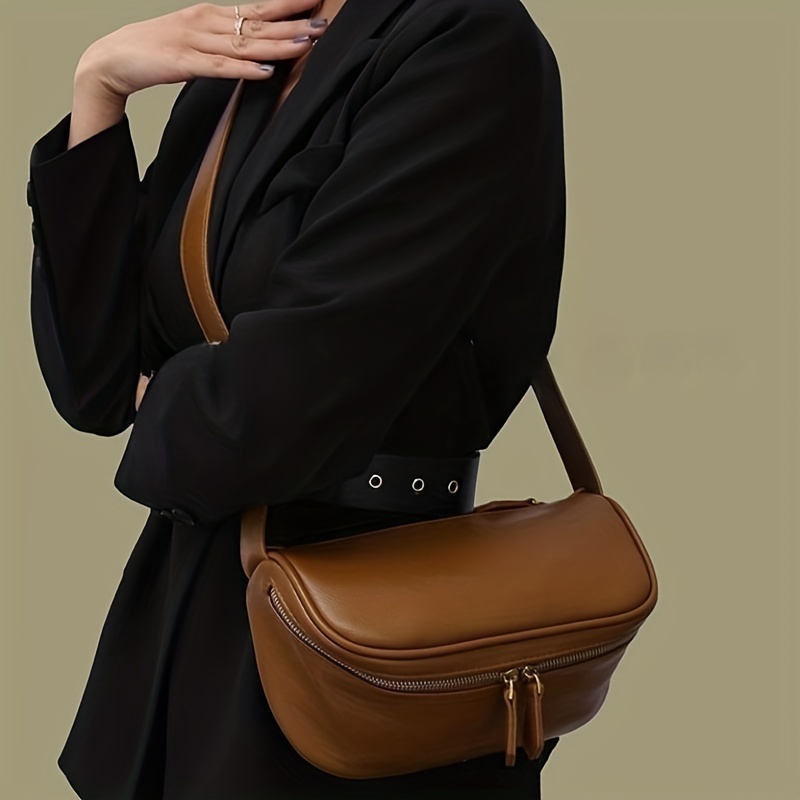 Women's Brown Leather Cube Bag