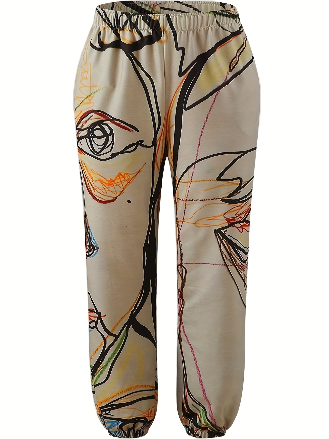 Plus Size Y2k Sporty Pants Women's Plus Graffiti Print - Temu