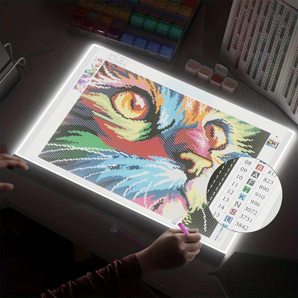  ARTDOT A4 LED Light Board for Diamond Painting Kits, USB  Powered Light Pad, Adjustable Brightness with Detachable Stand and Clips