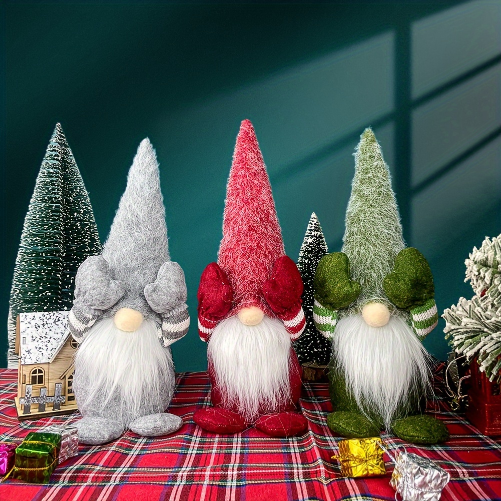 Christmas Old Man Figures Knitted Hat Glowing Santa Claus Dolls