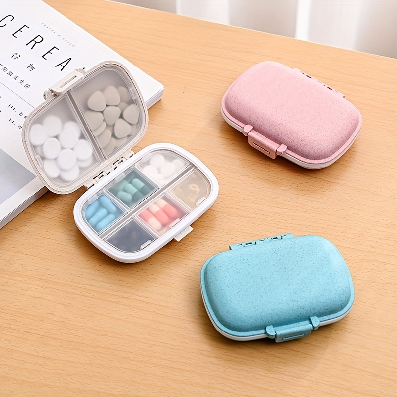 8-Compartment Sealed Pill Box for Travel Medicine Storage