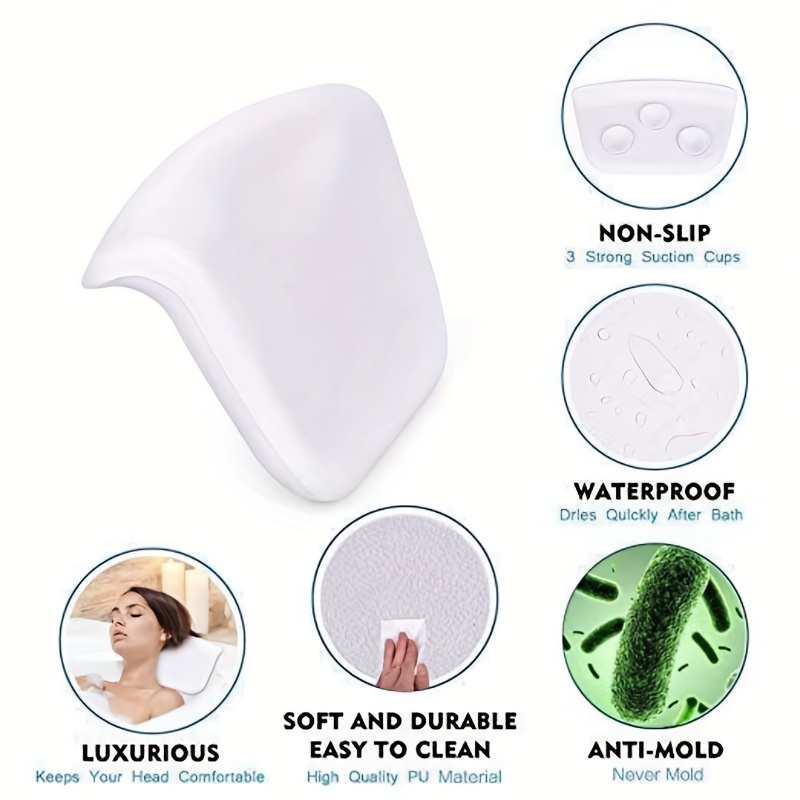 Bathtub Pillow Soft Bath Tub Pillow Comfort Neck & Back Support PU