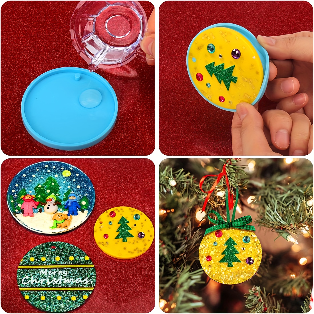 Christmas Resin Molds Silicone Resin Ornaments Round Shape - Temu