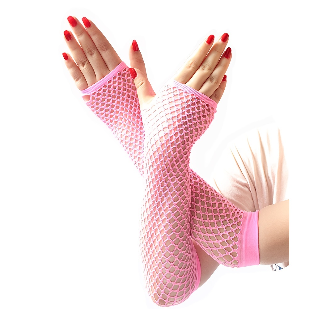 Fishnet Gloves Elbow Length Fingerless Mesh Gloves Theme - Temu Canada