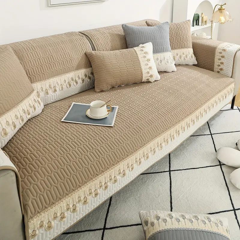 1pc luxurious feather embroidery quilted sofa cover protects and enhances the look of your couch details 1