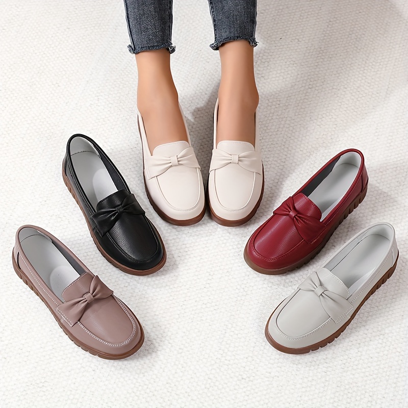 Zapatos Planos Casuales Mujer Mocasines Cuero Sintético - Temu