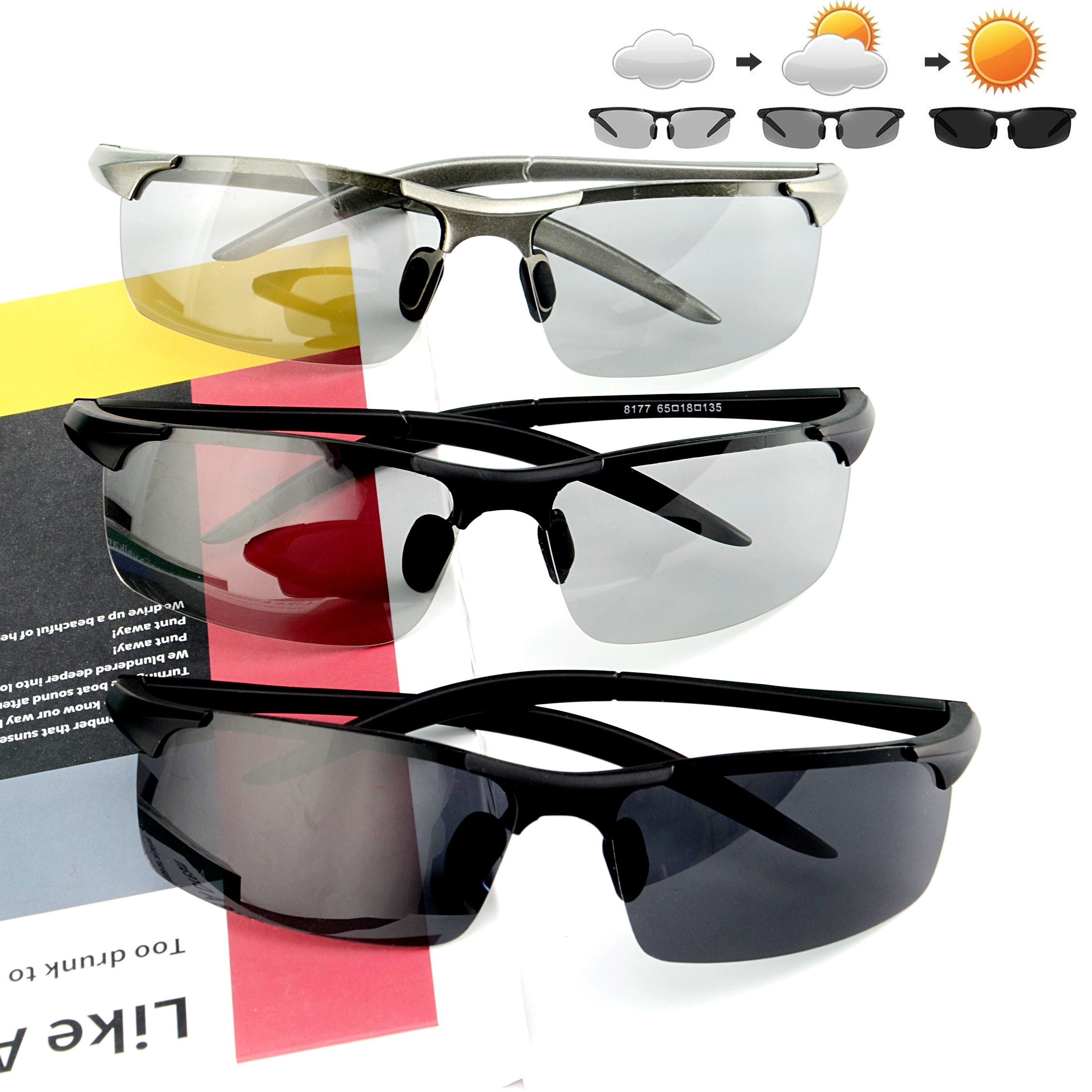 Trendy Cool Half Rim Rectangle Wrap Around Sunglasses For Men