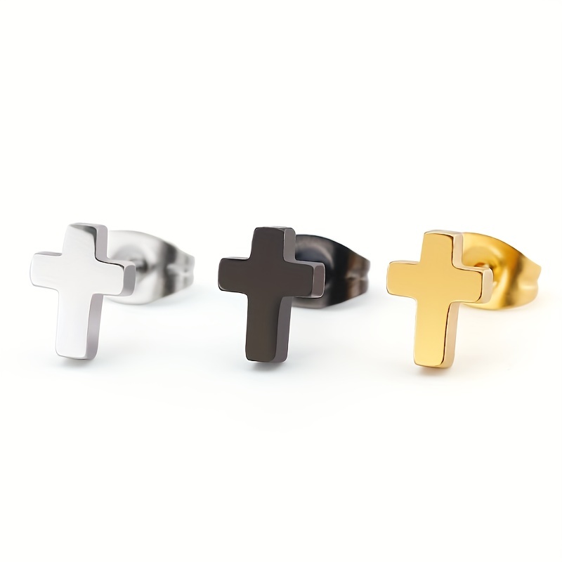 Cross Stud Earrings Titanium Steel Delicate Earrings