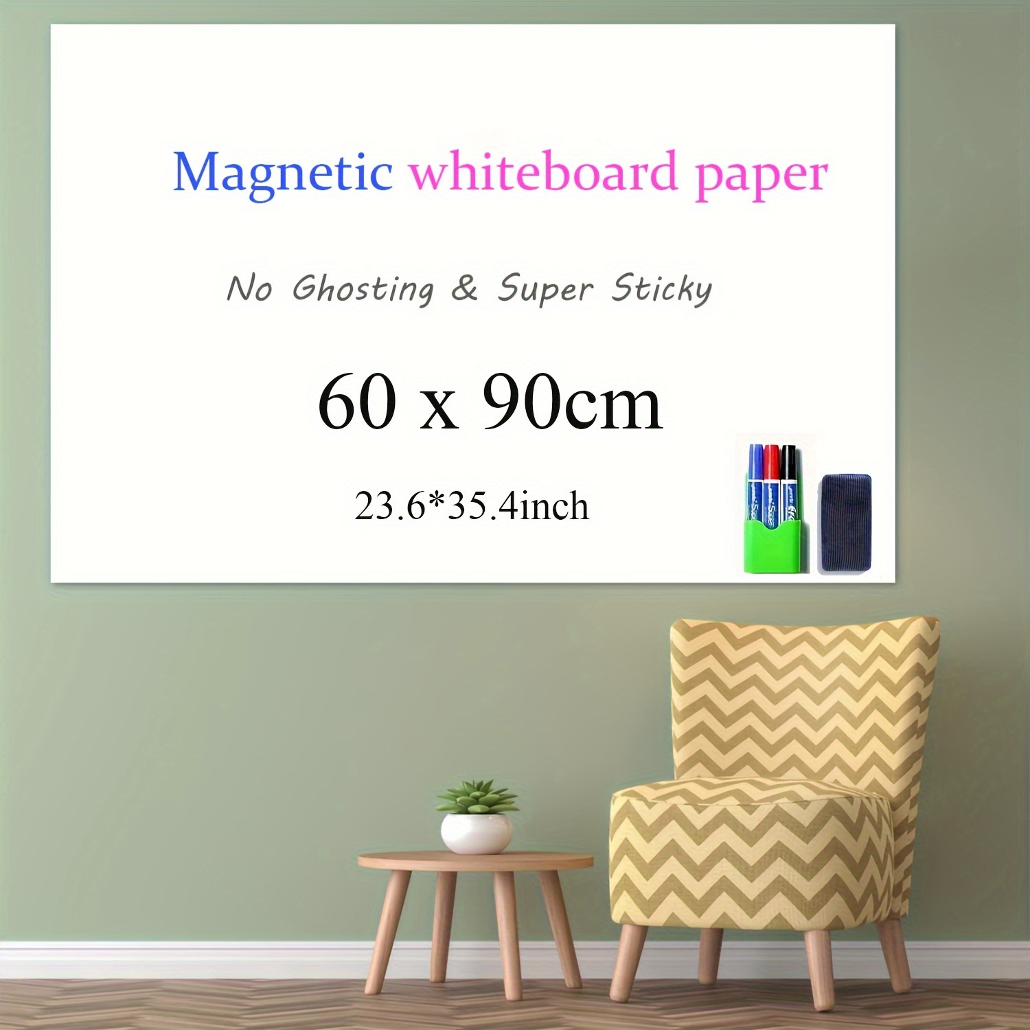 Papier peint magnétique 'tableau blanc' extra adhésive, écrivable avec des  marquers - Groovy Magnets