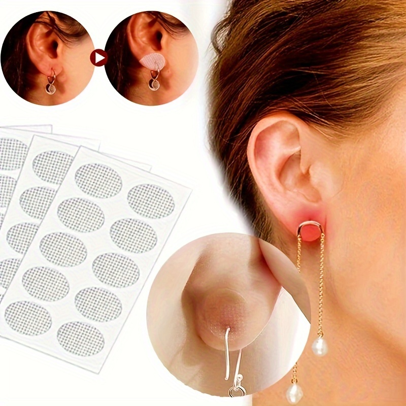 Ear Lobe Support Patches - 200 PCS/100 Pairs Hypo-allergenic Prevents Tears  & Reduces Earring Strain, Clear & Comfortable Patch, Earring Backs for