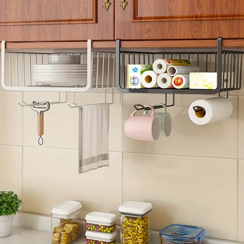 

1pc Kitchen Rack, Cabinet Layered Storage Rack, Multi-layer Storage Rack, Multi-functional Seasoning Jar And Tableware Storage Rack With Hanging Hook, Kitchen Accessories