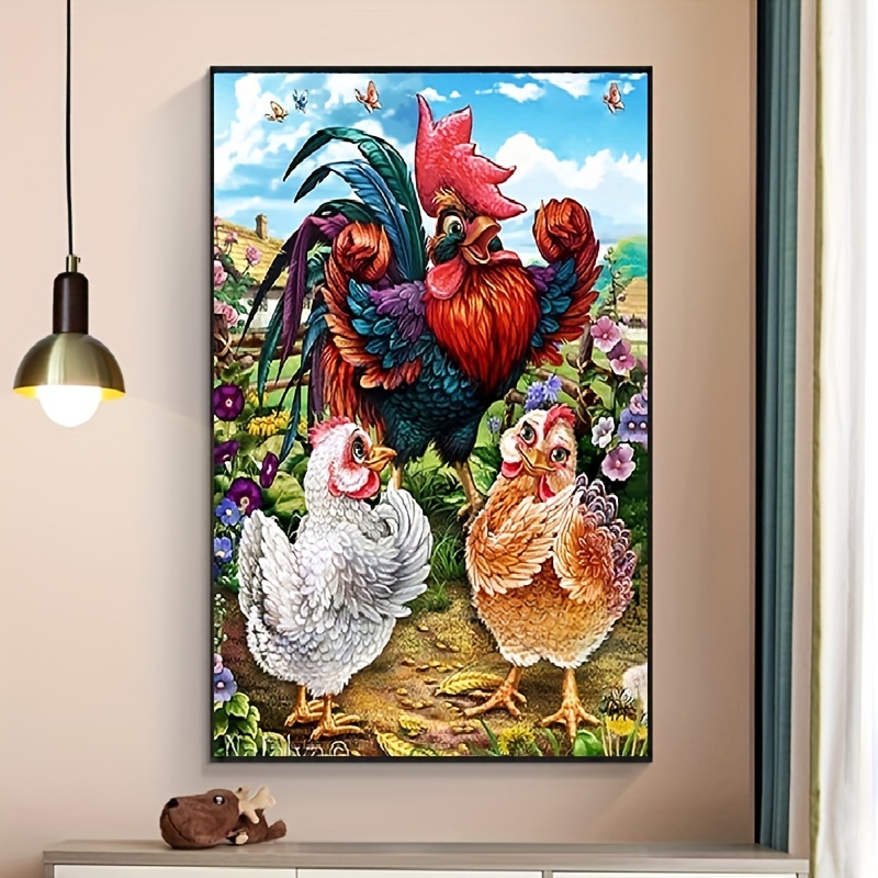 Glass Art Chicken Diamond Art Kit, for Adults Kids 9-12, 8-12