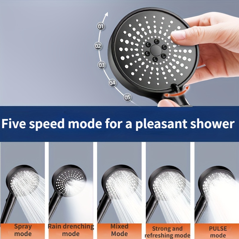 Cabezal de ducha suavizante de agua, potente cabezal de ducha de alta  presión, 5 modos de pulverización, cabezal de ducha de mano con  interruptores de