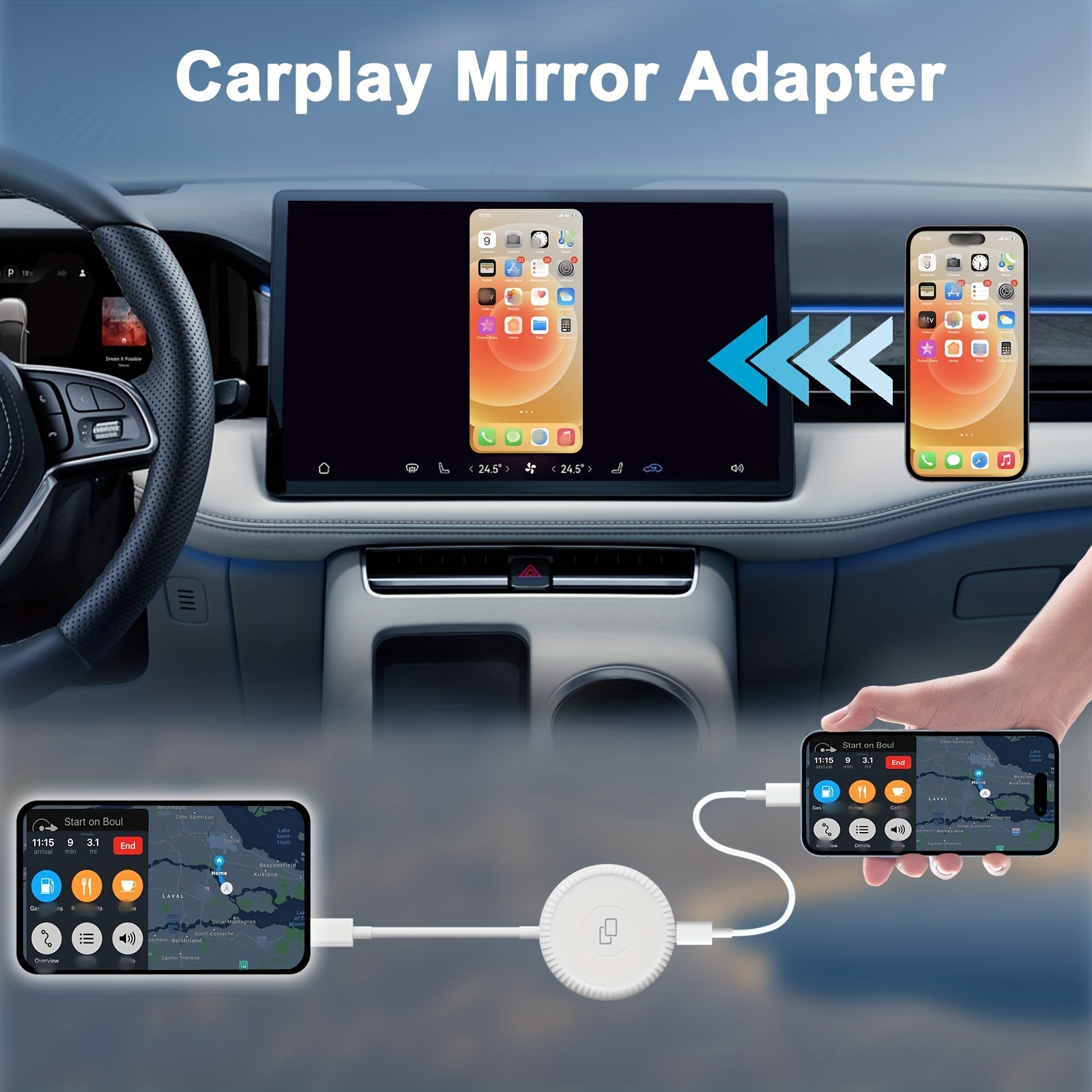 Wireless Carplay Adapter T-c,carplay Car Dongle, Car Multimedia