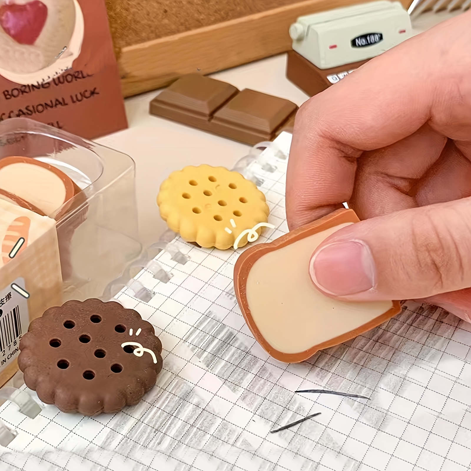Chocolate Shaped Erasers Simulated Toast Erasers Fun Funny Temu
