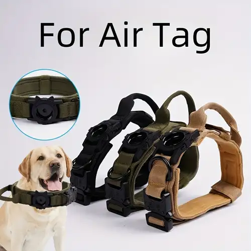 Collar táctico de perro Airtag, collar de perro de etiqueta de