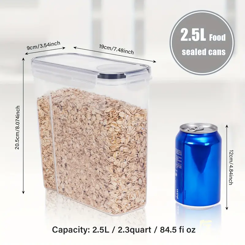 Airtight Cereal Storage Container 2.3L Rice Container for Sugar