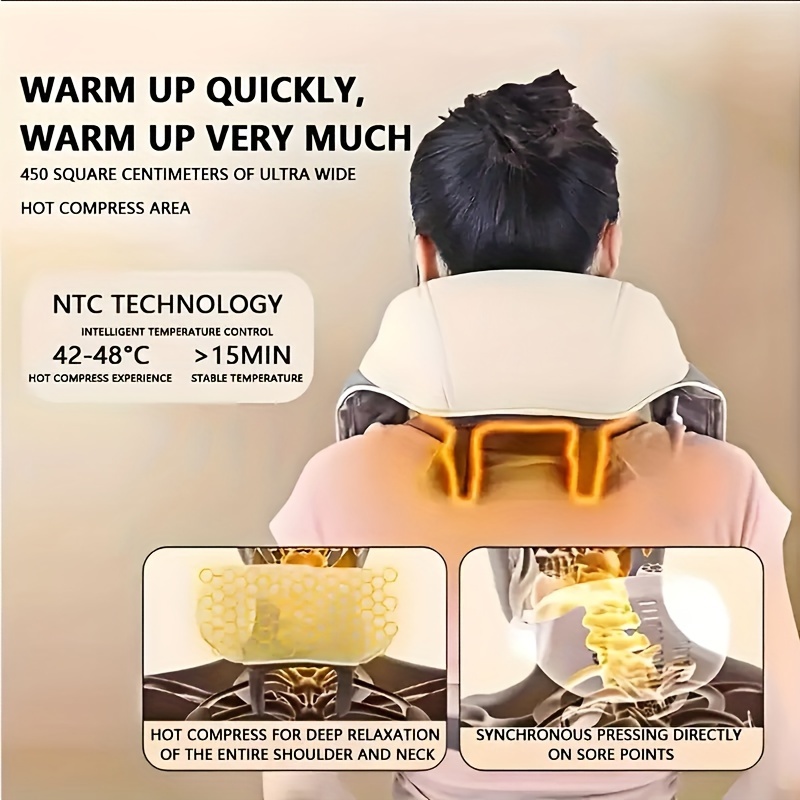 1 Pc Neck And Shoulder Massager With Heat, Neck Massager, Deep Tissue, Back  And Neck Massager, 3D Deep Tissue Kneading Massage Pillow With Heat
