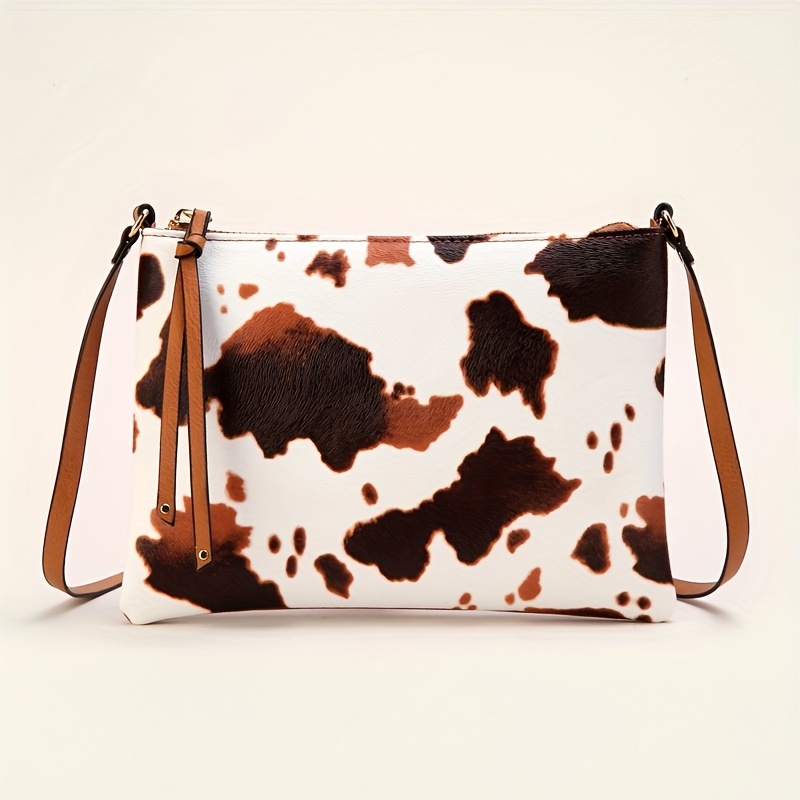 Cow Print Canvas Crossbody Bag, Casual Zipper Square Purse, Women's  Shoulder Bag For Everyday - Temu