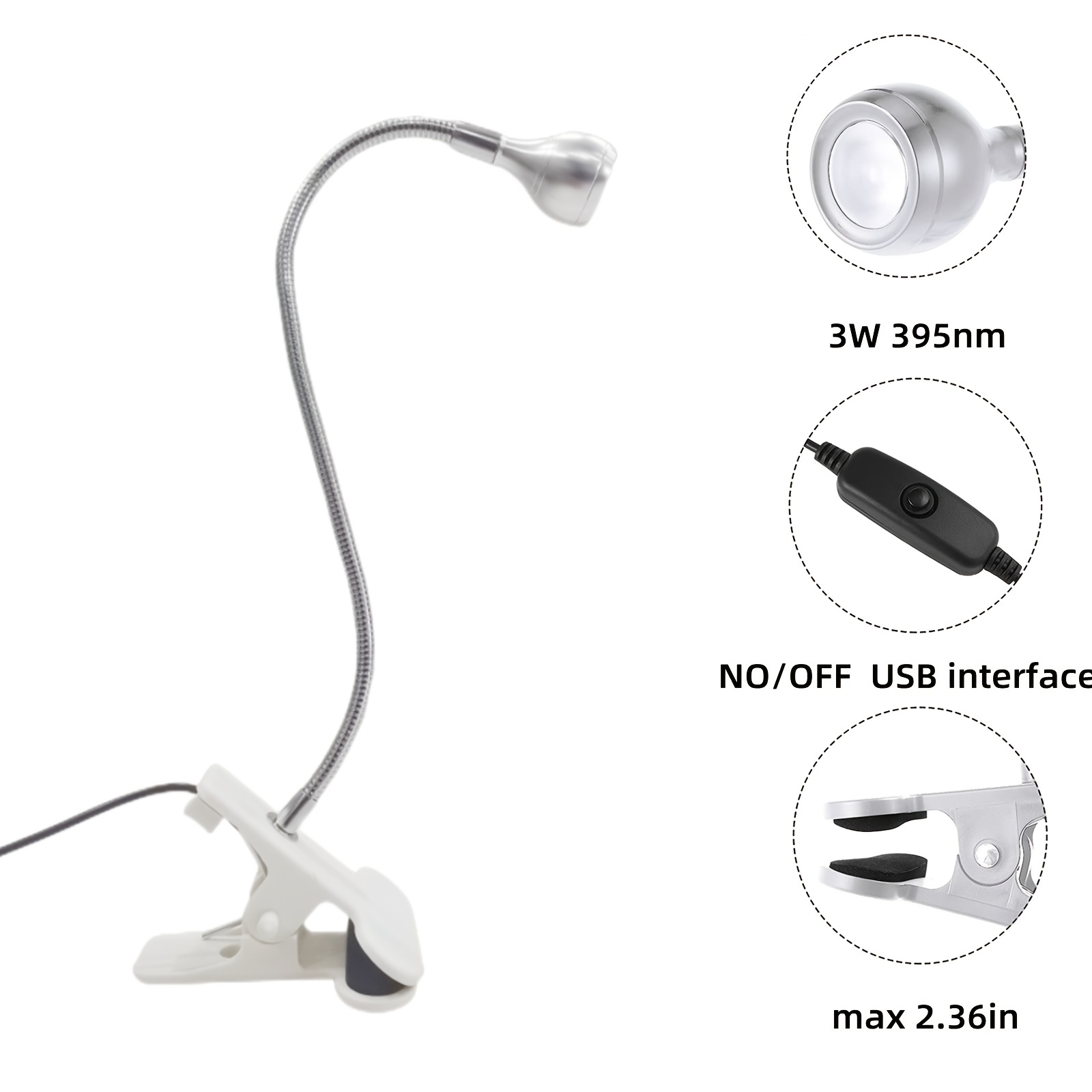 Uv Led Light Fixtures With Gooseneck And Clamp, Mini Desk Light Clamp  Portable Gooseneck For Outdoor Stall Gel Nail Curing, 5v Usb Input - Temu  Japan