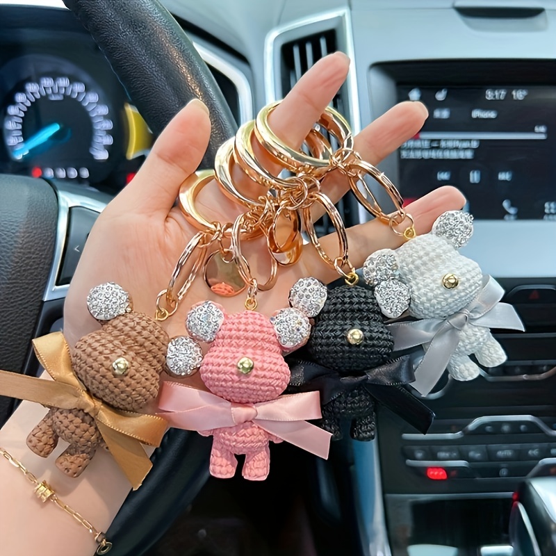 Rhinestone Cartoon Bear Keychain Woman Keyring for Car Key Cute Anime Women  Bag Pendant Luxury Key Holder Chain Lovers Girl Gift - AliExpress
