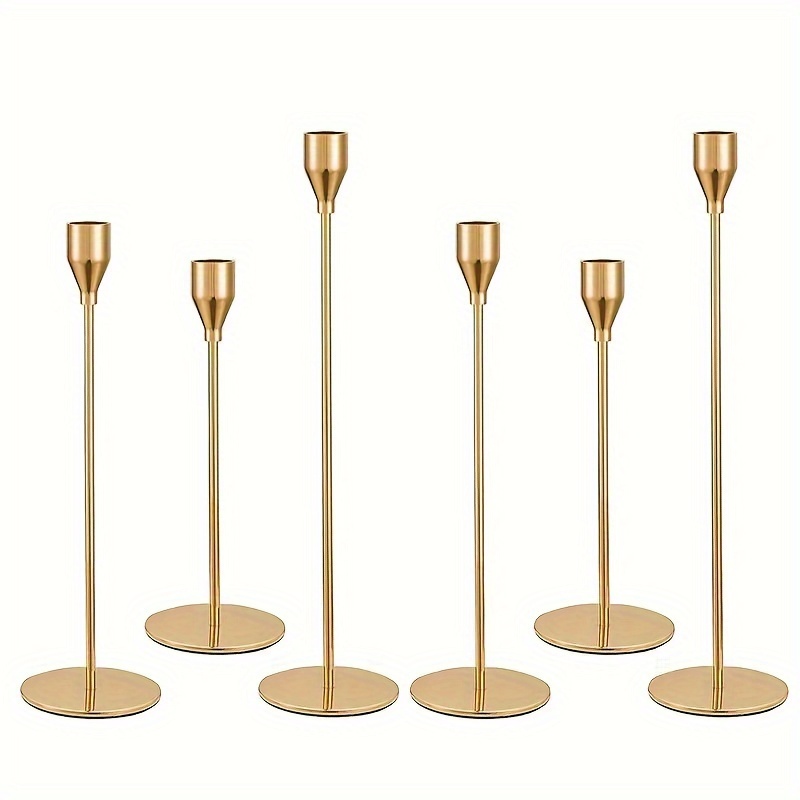 6pcs Matte Black Golden Taper Candle Holders For 3 4 Inch Candles