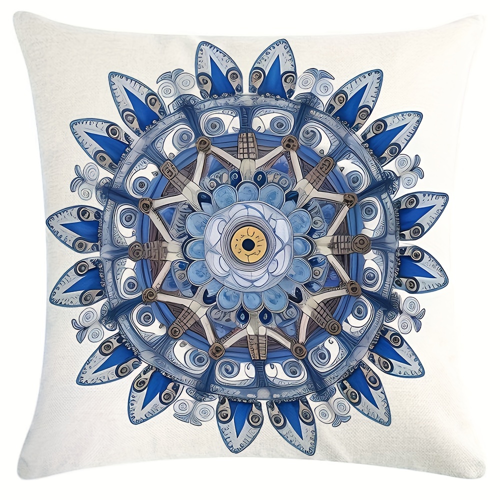 Navy Blue Throw Pillow Covers Decorative Boho Floral Pillow - Temu