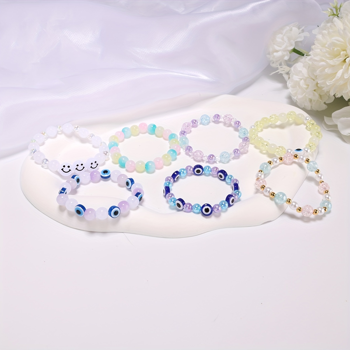 Transparent Color Glass Beads Bracelet Making Kit Girls' - Temu