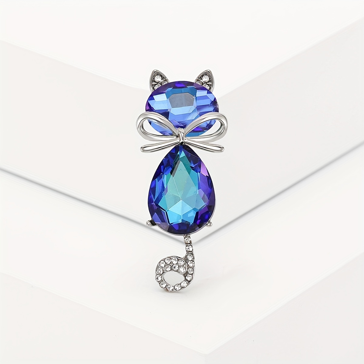 Crystal Cat Shape Brooch, Kitten Waist Pin