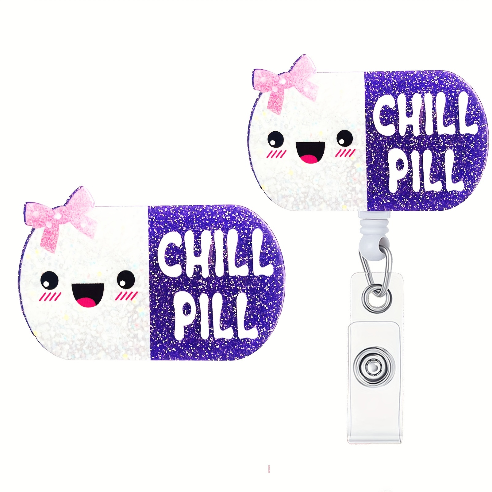1pc Retractable Nurse Chill Pill Badge Reels Retractable ID Clip For Nurse  Name Tag Card Cute Cute Badge Holder