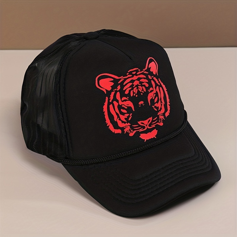 Tiger Print Baseball Cap Trucker Mesh Hat