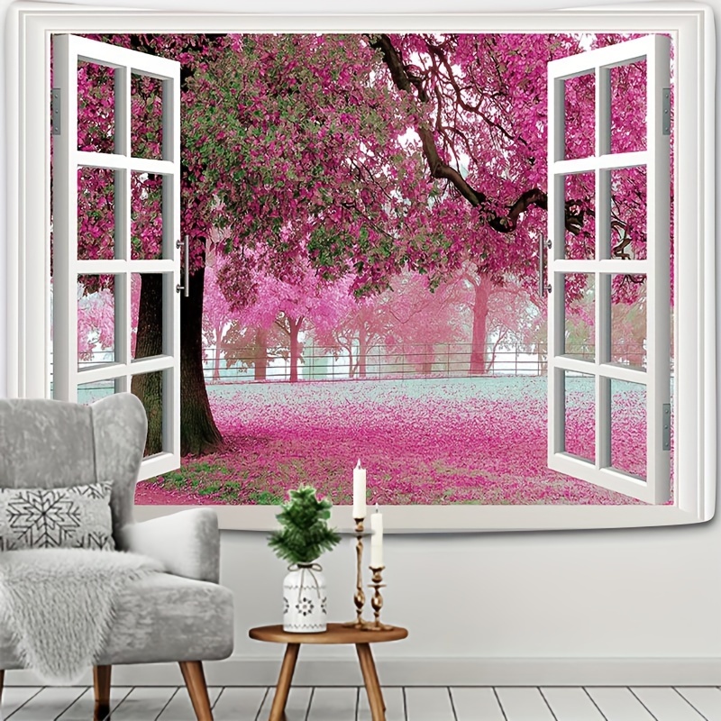 1pc Cute Fashion Landscape Scenic Windows Tree Tapestry For Living Room  Bedroom Home House Decor Aesthetic Decor Wall Hanging Wall Art Tapestry  Home D